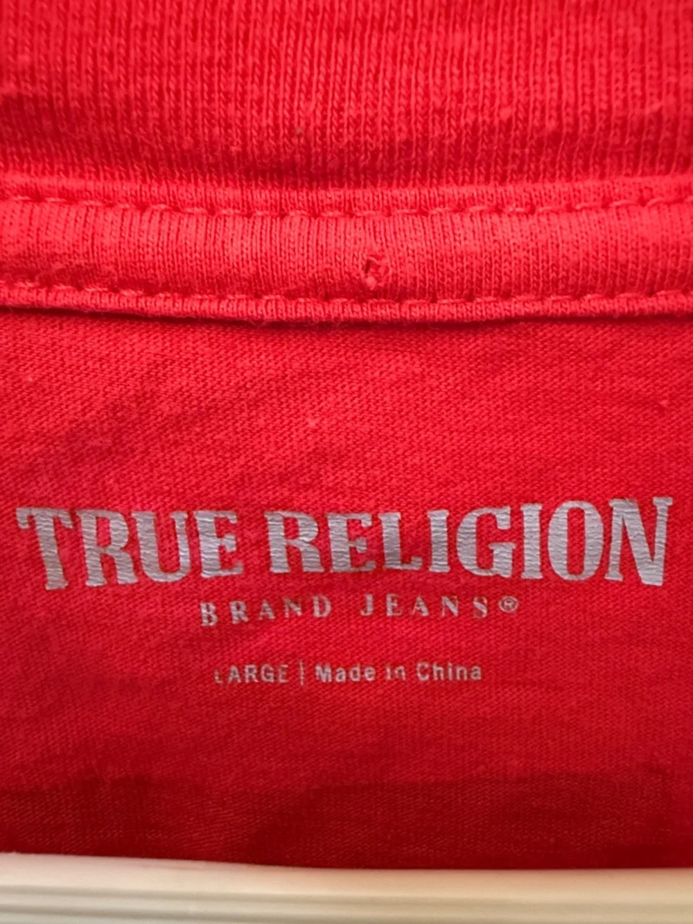 True Religion Mens Puff Buddha Red Crew Neck Tee Size L
